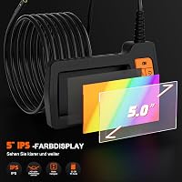 FISHOAKY Endoszkóp Kamera 3 Lencsével, 5" IPS Kijelzővel, 15m IP67 Vízálló Kábellel - HD 1080P Digitális Vizsgálókamera Szerelőknek, 32GB Me 6