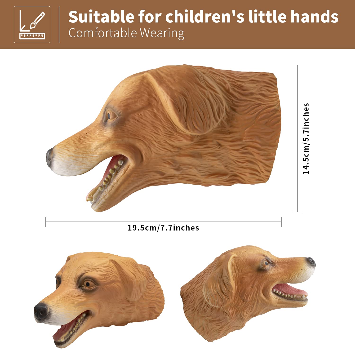 Yolococa Labrador Puppet Dog Head Puppets Realistic Soft Latex Rubber Animal Glove Hand Puppet