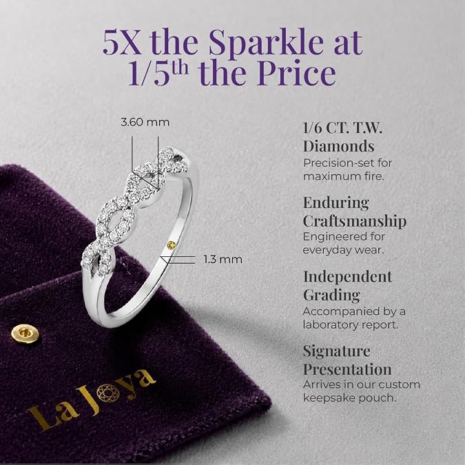 Infinity Diamond Rings for Women | Solid 10K White and Yellow Gold Lab Grown Diamond Wedding Band and Diamond Anniversary Ring | 1/4-1/2 Carat Certified GH VS/SI Diamond Ring
