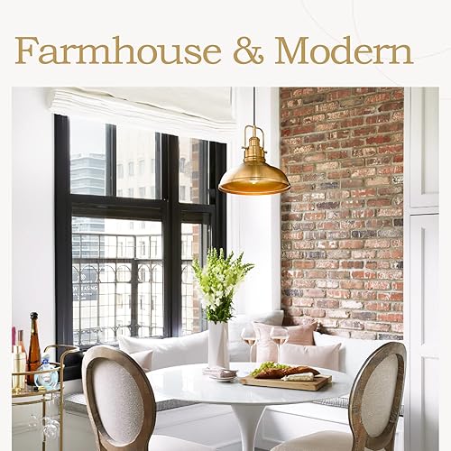 Miniatura 4 de zeyu Lámpara colgante de granja para isla de cocina, 1 luz colgante industrial con pantalla de cúpula de metal, acabado dorado, 016-1 BG