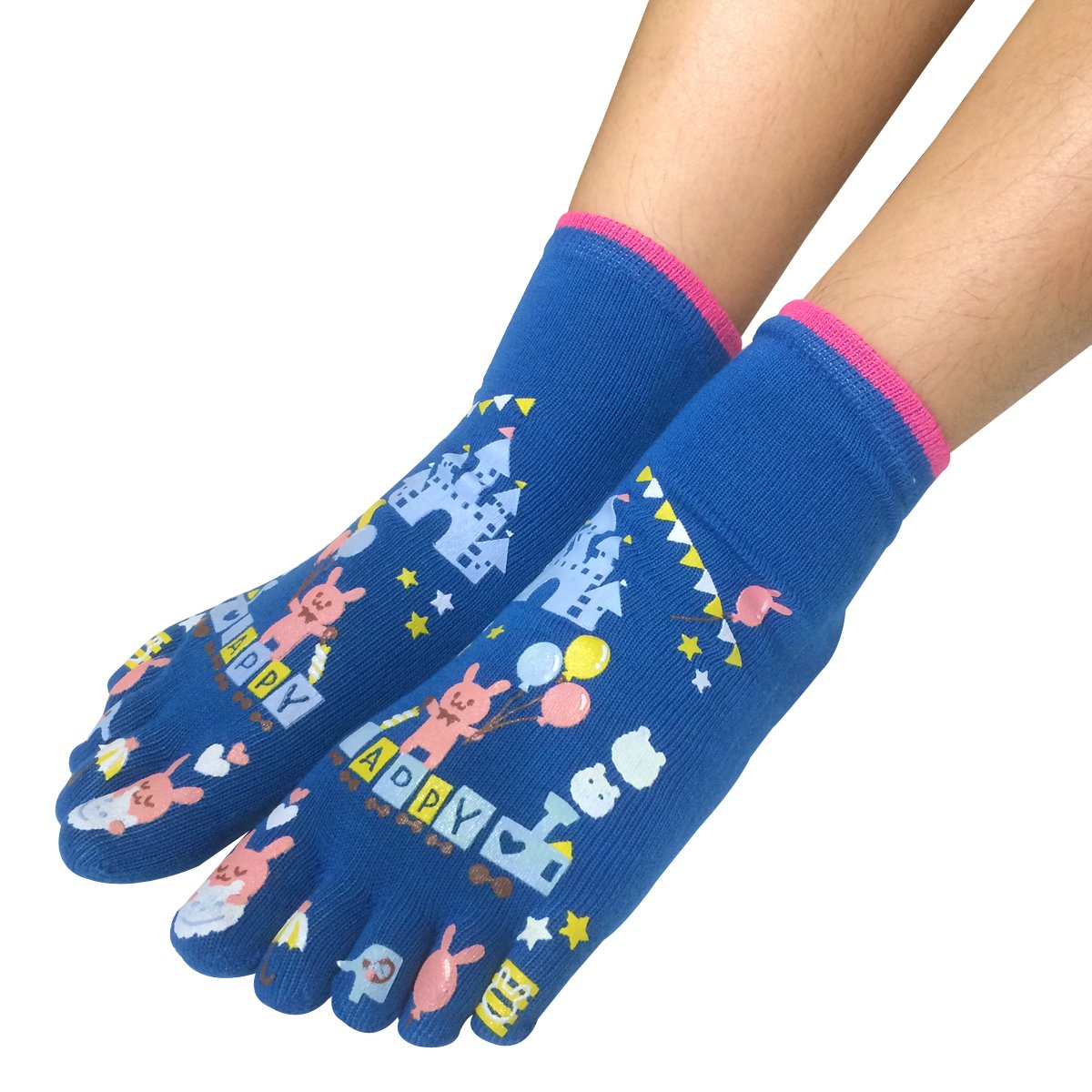 Wrapables Amusement Park Five Finger calcetines de dibujos animados calcetines de cinco dedos Set de 3, negro / rojo / gris