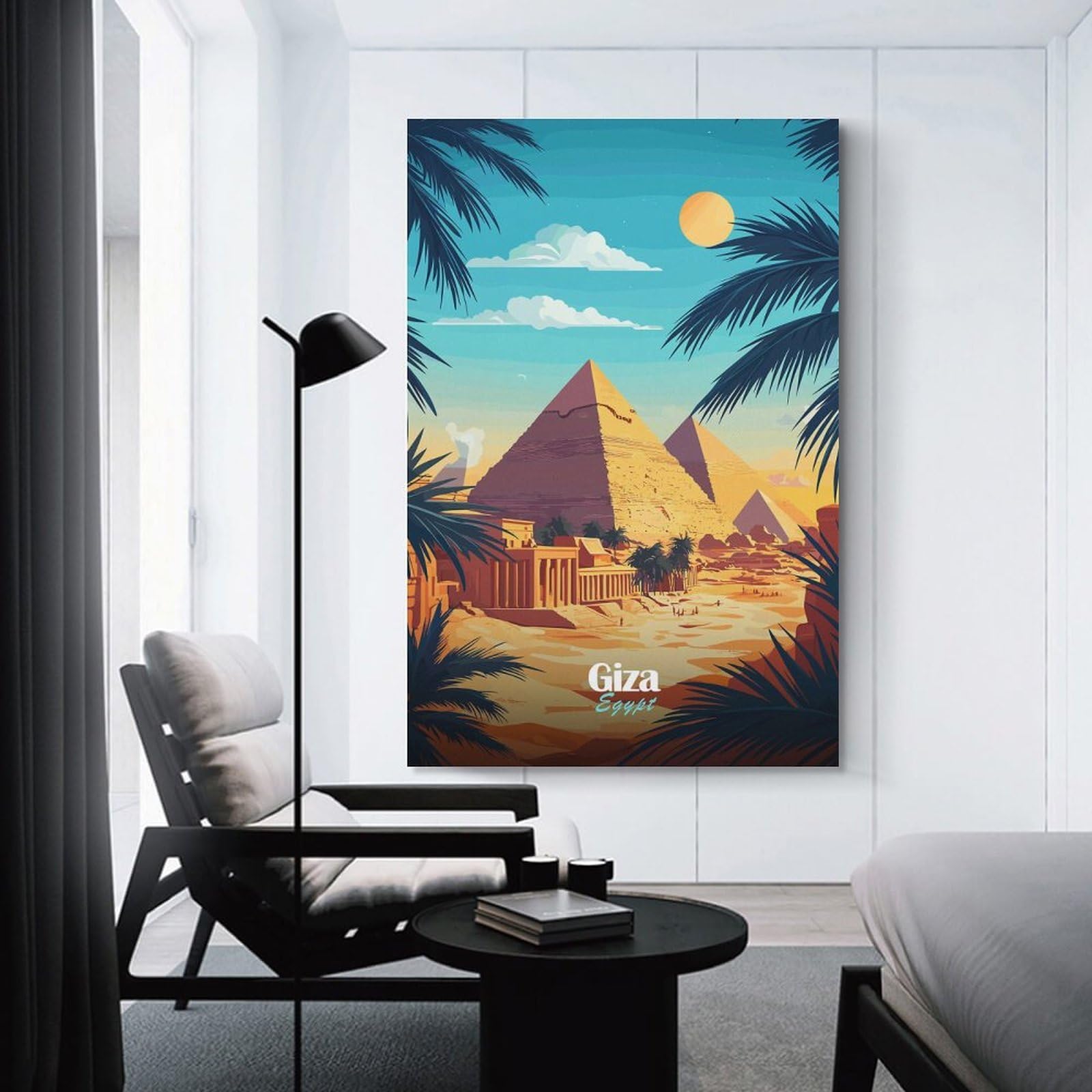 Junmoney Giza Pyramids Landscape Canvas Wall Decor, 20x30inch(50x75cm), for Gallery Wall Decor And Room Displays, Wall Decor Suited to Curated Displays