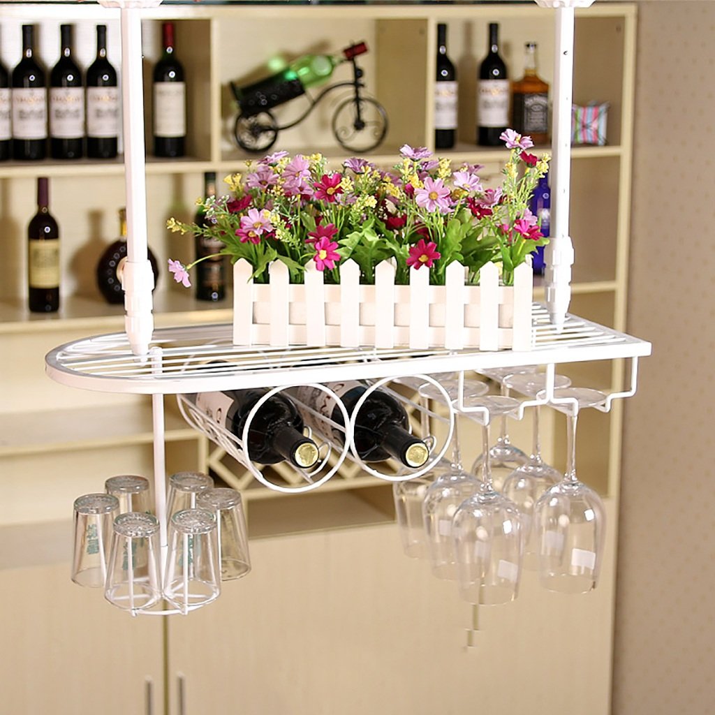 Casier à vin en métal haut de gamme et porte-verre à l'envers suspendu