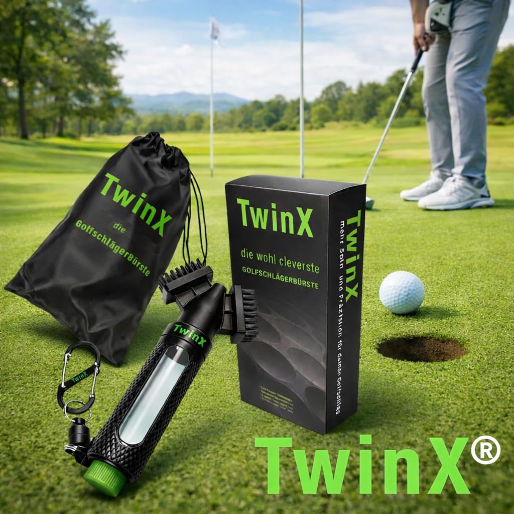 Spazzola da golf Premium con serbatoio dell'acqua e funzione spray, nuovo sistema a doppia setole adatto per tutte le mazze da golf, spazzola per mazza da golf, magnete e moschettone per borsa da golf