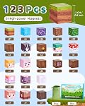 123PCS Blocs magnétiques - Forest Castle Thème Bâtiment Blocs Jouets, Jouets d'aimants pour tout-petit STEM Blocs magnétiques pour les enfants 3 4 5 6 7 8 9+ Garçons Filles Cadeaux d'anniversaire