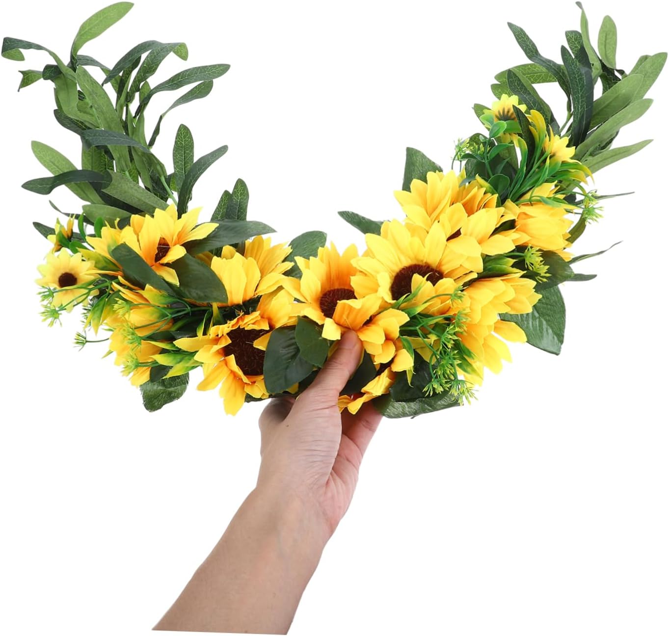 Artificial Sunflower Wreath Decorative Floral Swag for Front Door Wedding and Home Decor Design Romantic Ambiance for Special Events