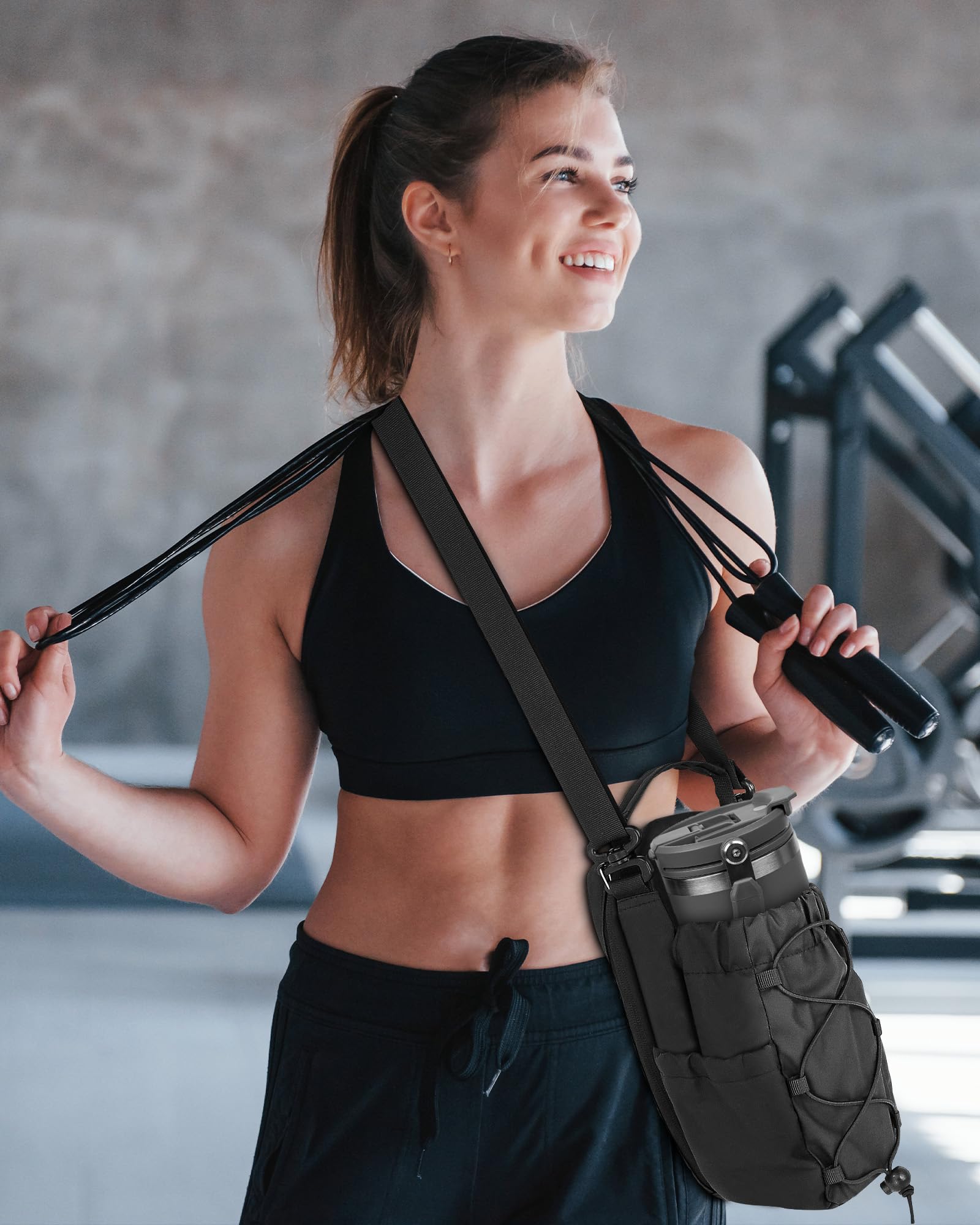 Bolsa Magnética Gimnasio - 4 Imanes Fuertes, Magnetic Gym Bag, Magnetic Water Bottle Bag con Correa para Vasos de 1,2L Funda Deportiva Gym, Bolsa Magnetica Gym para Botella de Agua & Móvil — view 5