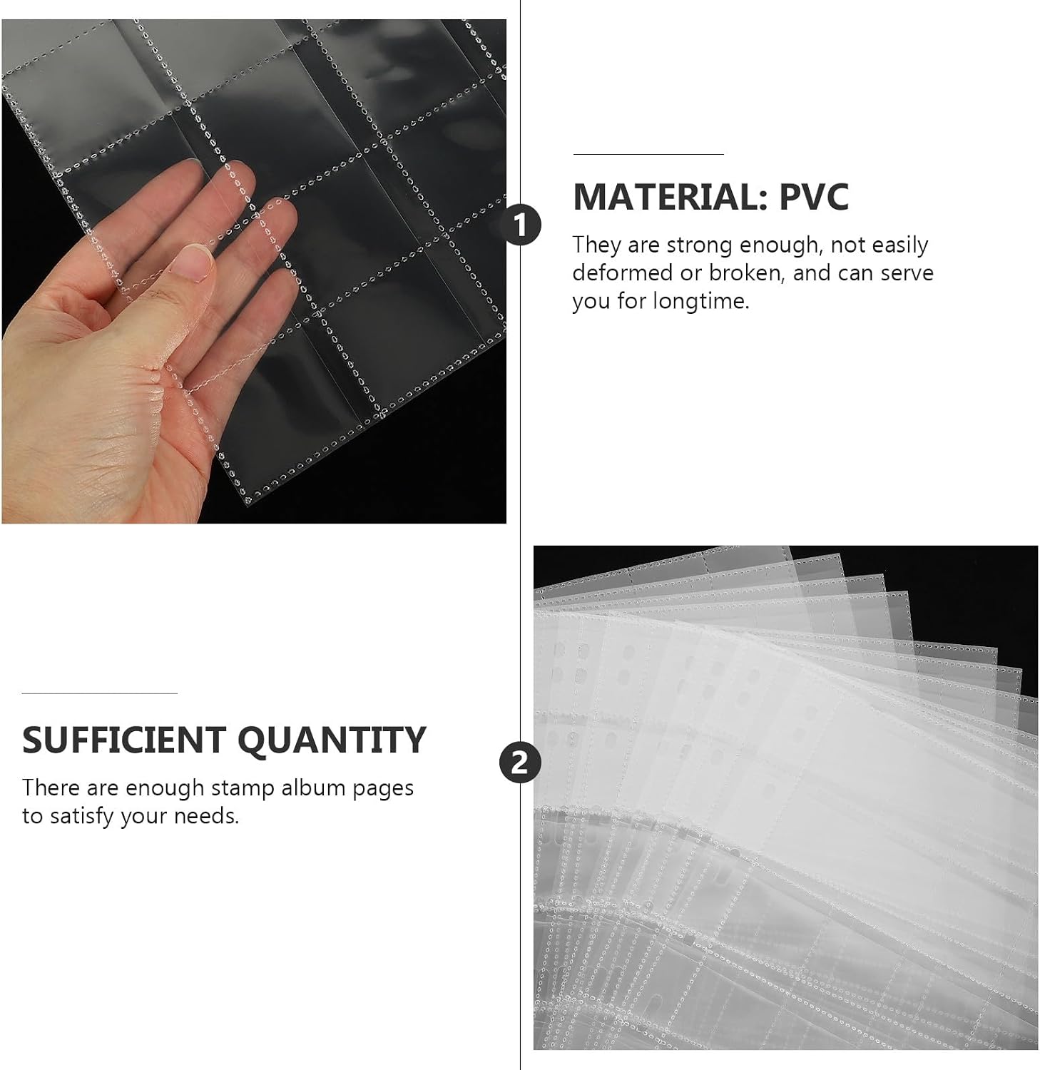 2PCS Stamp Sheet Protectors: Stamp Collection Album Pages - 30 Pocket Coin Collecting Sheets for 9 Hole Binder - Organizing Collection Supplies