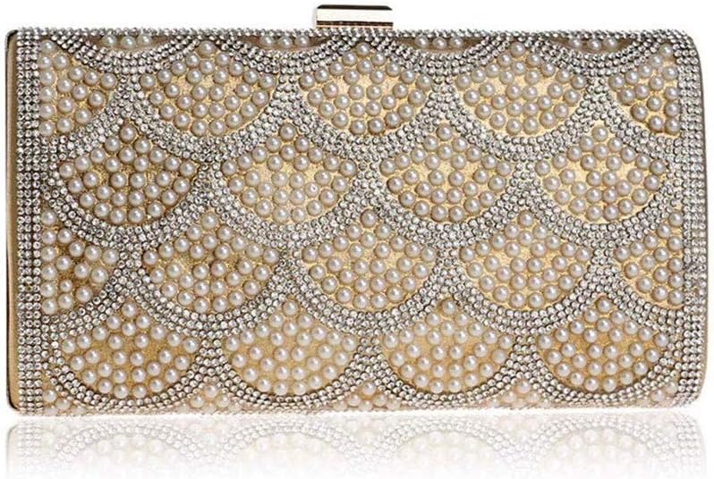 Handbag， Bag,Women's Banquet Fan-Shaped Pearl Handbag Detachable Chain with Clutch Multi-Function Messenger Elegant