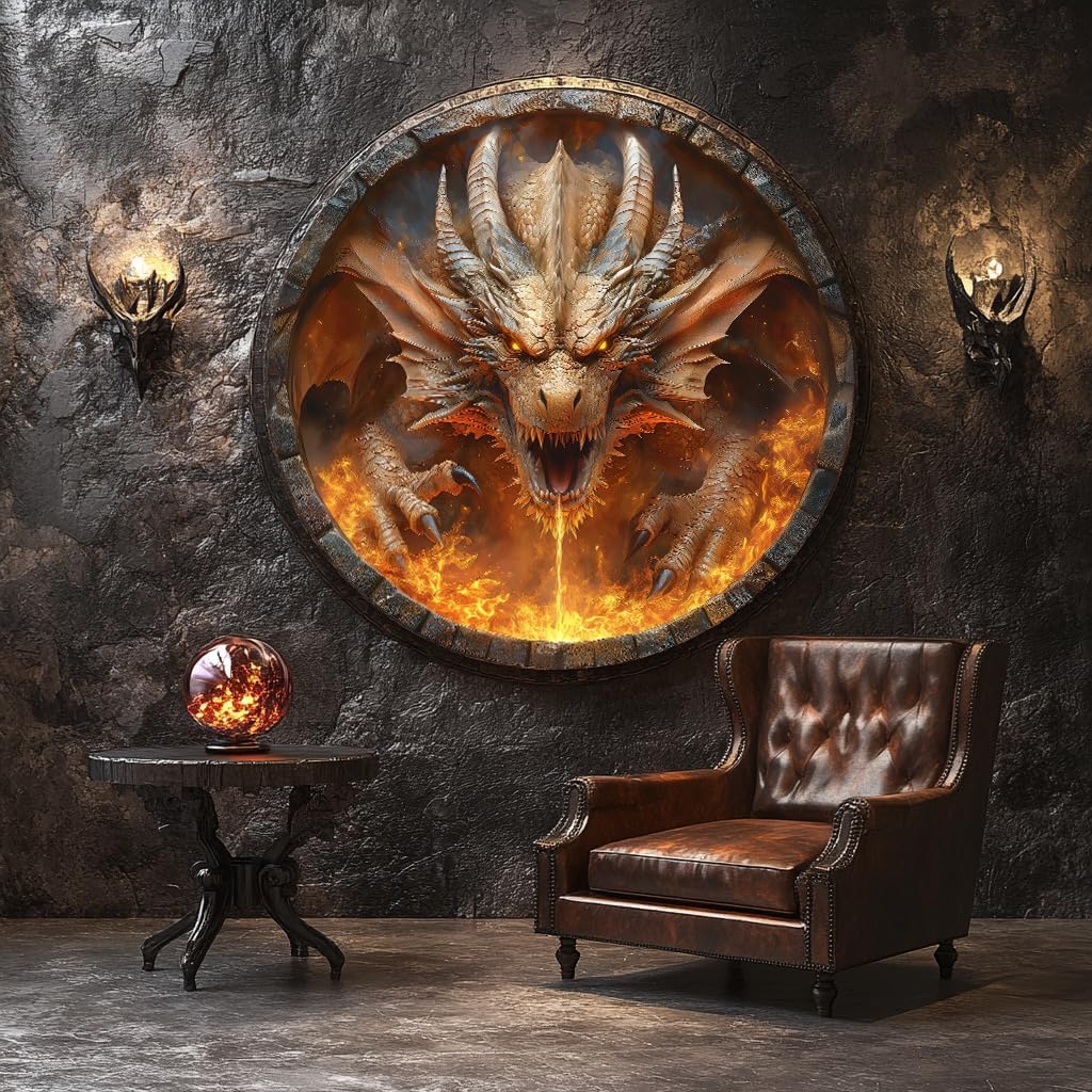 Bgraamiens 1000 Piece Jigsaw Puzzle - Dracarys Fantasy Dragon Art for Adults - Challenging Fire-Breathing Creature Puzzle for Game Room Wall Decor & Gifts