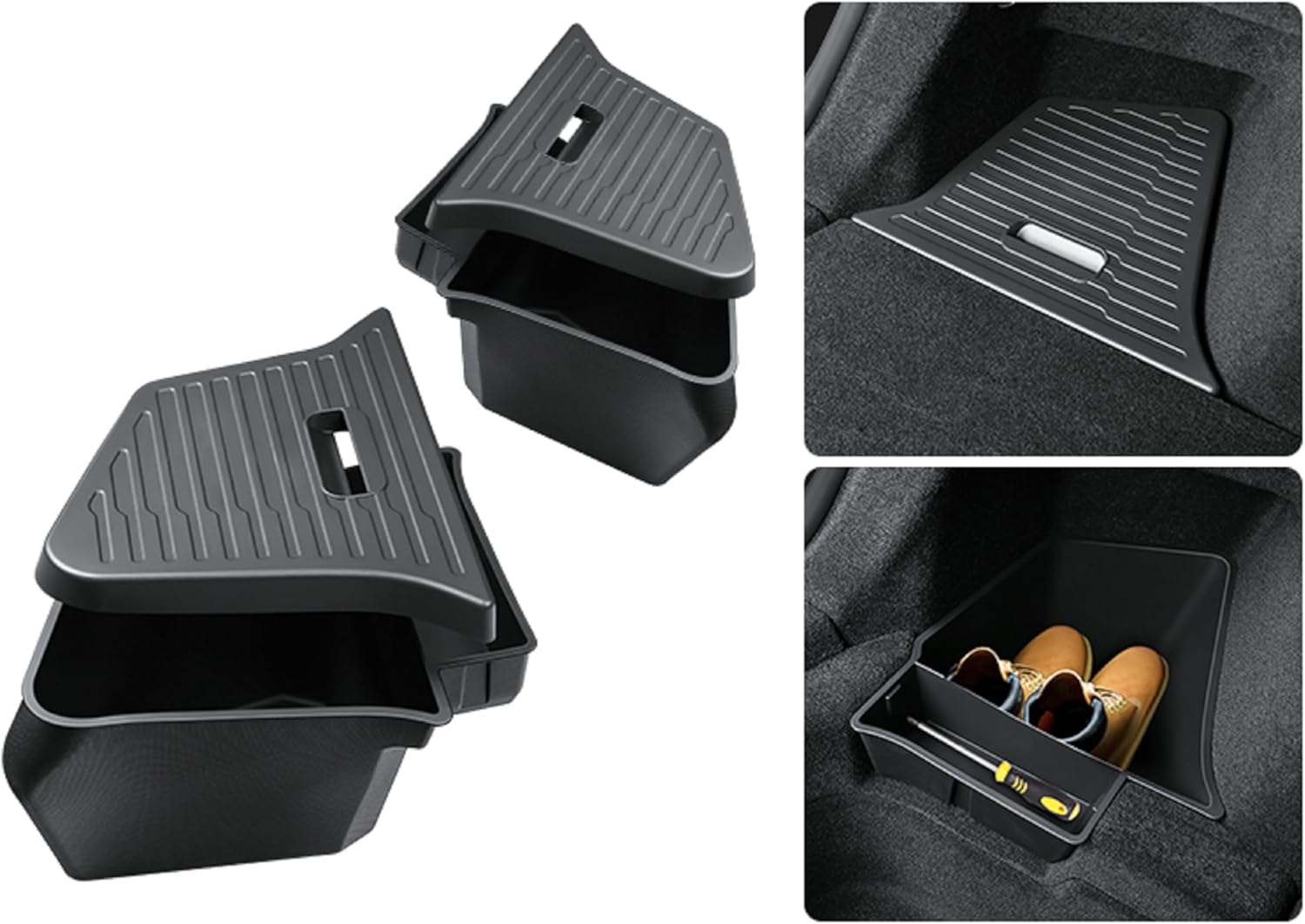 2PCS for 2025 2026 Tesla Model Y Juniper Trunk Organizer Trunk Storage Bins with Lid TPE Waterproof Trunk Storage Box for Model Y Juniper Interior Accessories