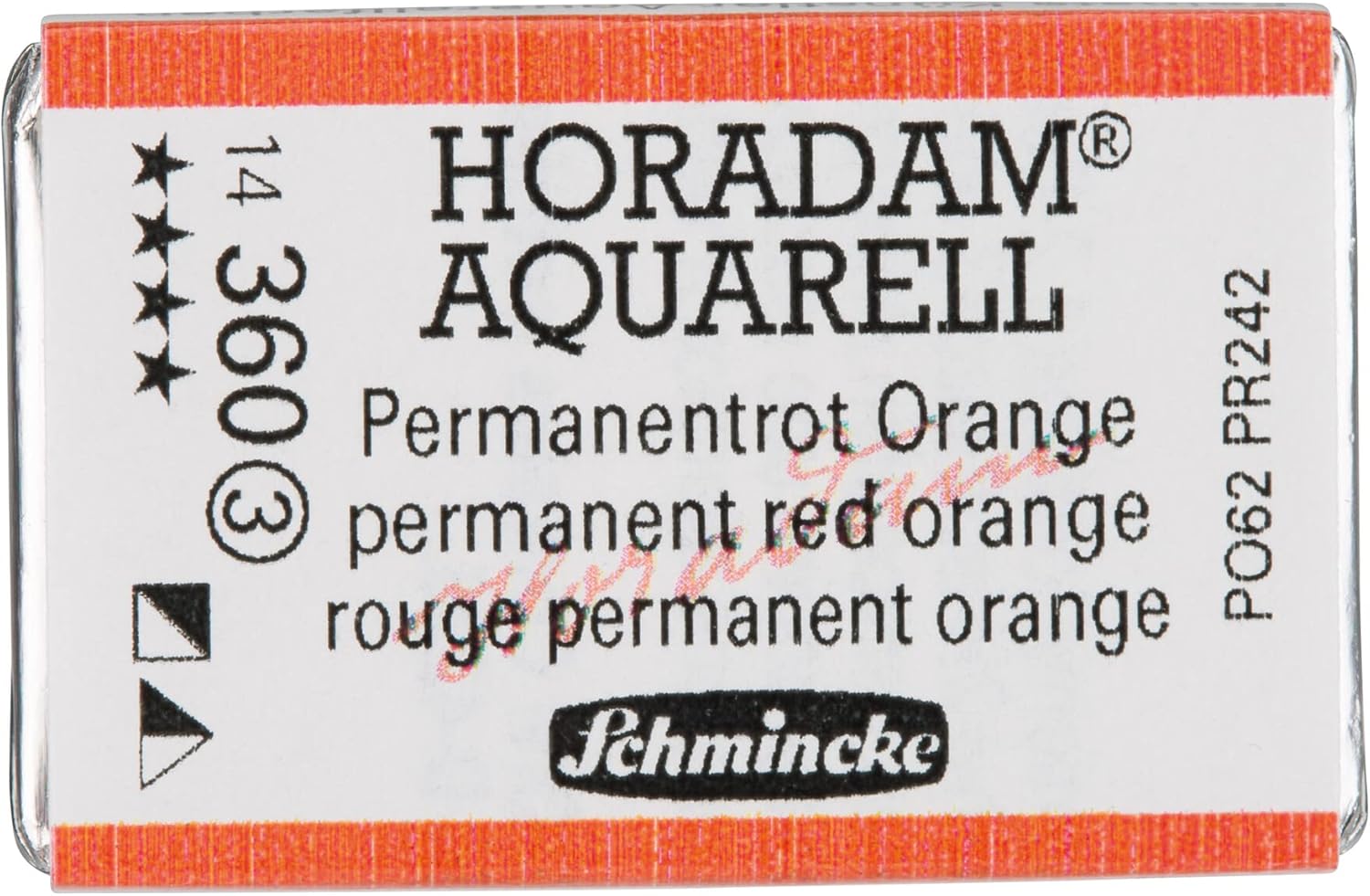 Schmincke 14360043 Watercolor Pans, Permanent Red Orange, Full Pan