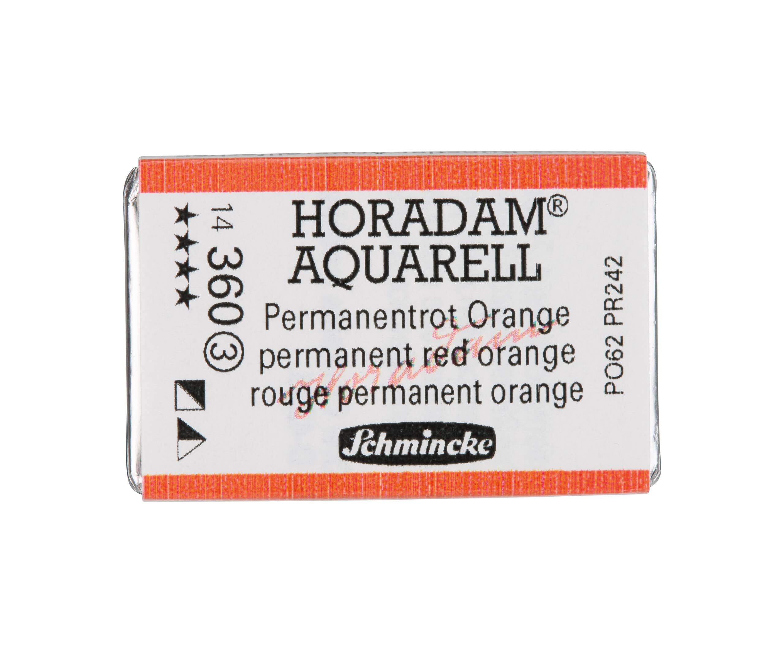 Schmincke - HORADAM® AQUARELL - finest artists' watercolours, 360 Permanent red orange, 14 360 043, 1/1 pan — image 1