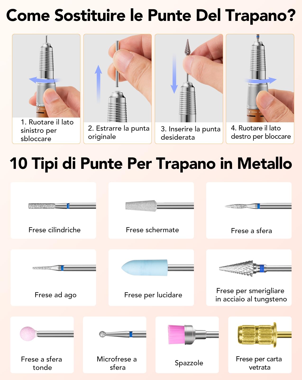 HOMEASY Fresa Elettrica per Unghie Professionale 45000 Giri 45 Velocità con Pedale - 11 Frese per Unghie + 75 Bande, <40dB Silenziosa per Casa e Nail Art