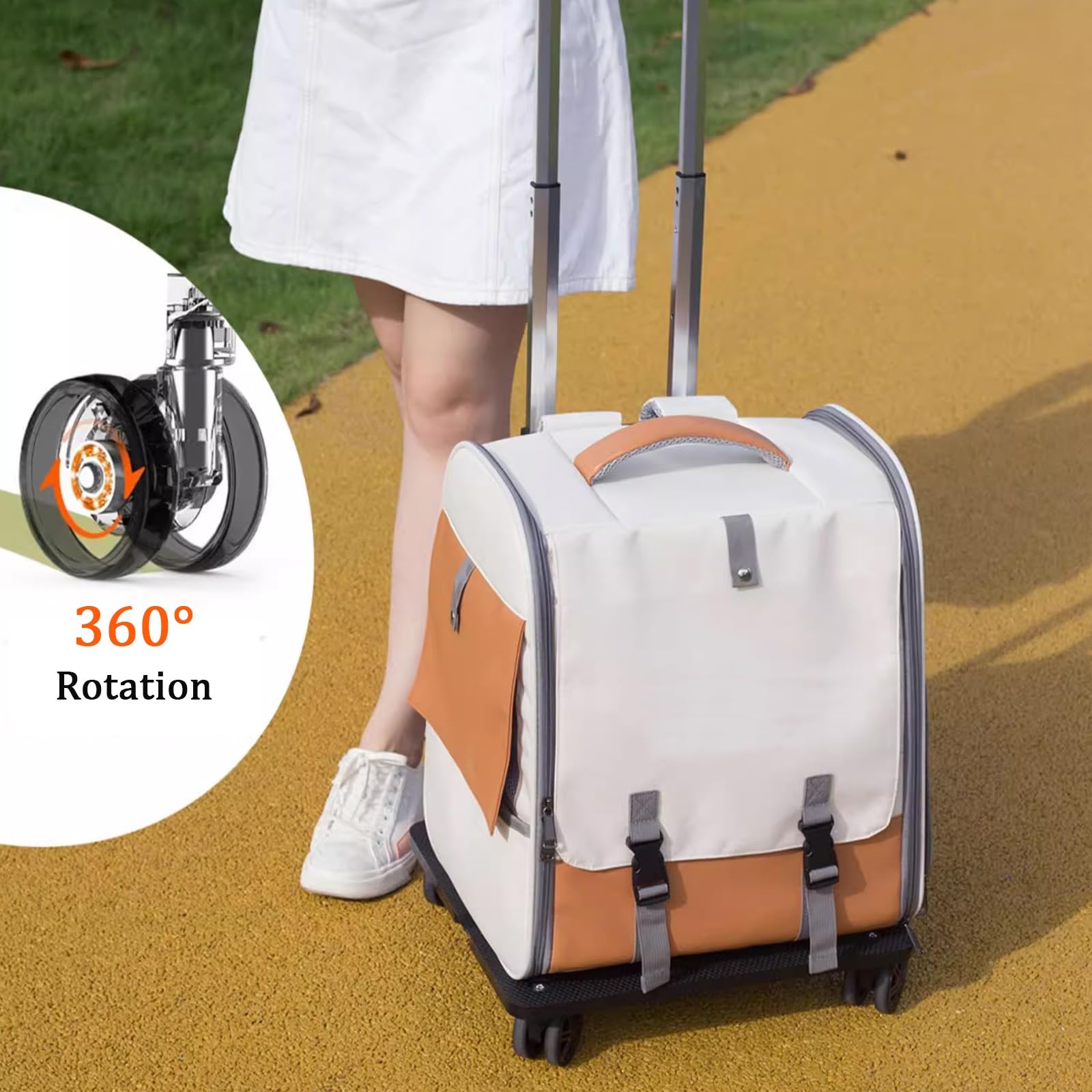 Transportín para Mascotas con Ruedas, Transportador para Mascotas con Asa Telescópica, Ventana de Malla, Diseño Súper Ventilado, Ideal para Viajar Caminar Acampar