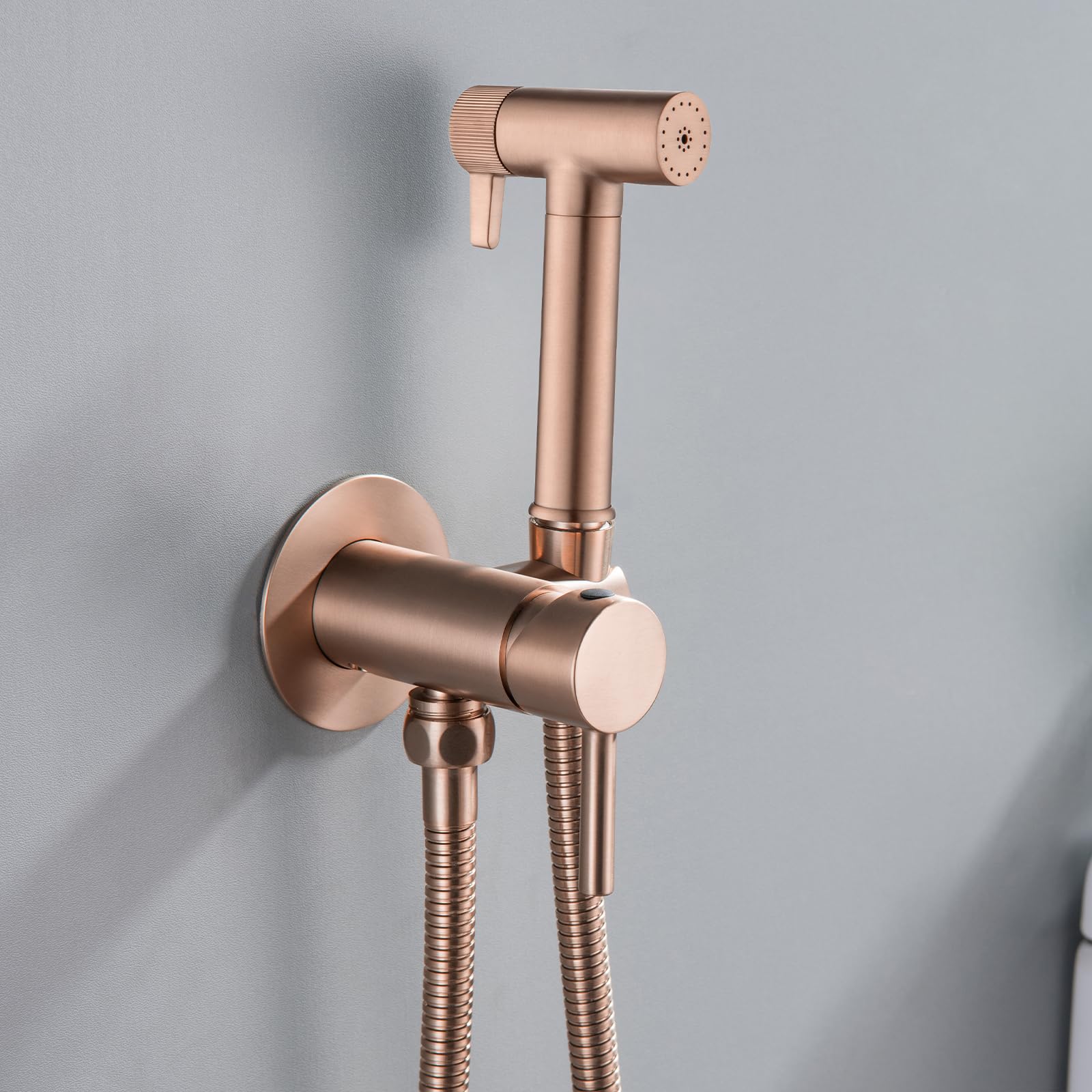 Ducha Bidet para Wc, 2 Modos Ducha Higienica para Wc Bidet, Agua Fría y Caliente Latón Grifo Portatil para baño Kit, para La Higiene Personal Diaria (Oro rosa)