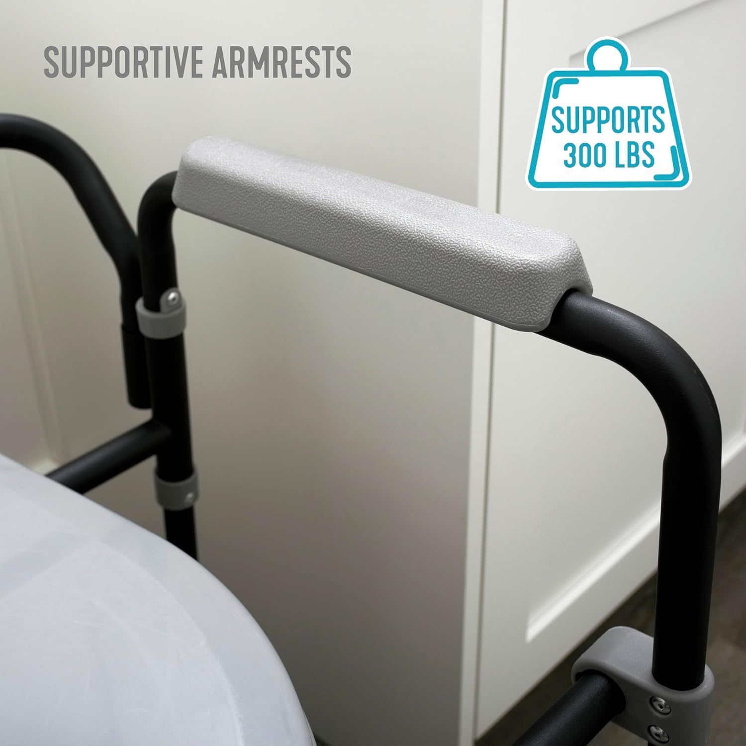Able Life Universal Bedside Commode, Extra Wide 3-in-1 Adjustable Toilet Safety Rail, Shower Chair and Portable-Toilet, Handles for Seniors, Elderly Adults, Camping Commode-Chair, Removable Bucket
