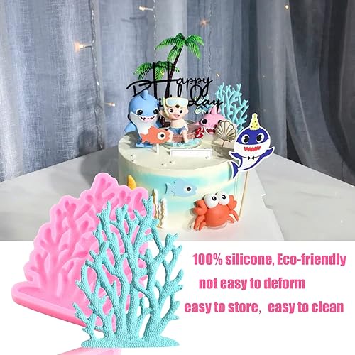Miniatura 4 de Mujiang Moldes de silicona de algas marinas de coral, molde de fondant para decoración de pasteles, decoración de cupcakes, pasta de goma de mascar
