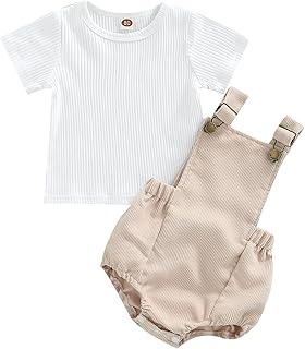 Loalirando Bebé Recién Nacido Conjunto de Ropa Casual para Verano 2 Piezas Traje Informal de Niños Niñas Pequeños Camiseta...