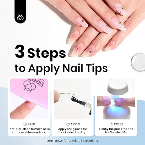 Miniatura 4 de beetles Gel Polish Pegamento de uñas de gel 9 en 1 para puntas de uñas acrílicas transparentes, pegamento de uñas súper fuerte de larga duración