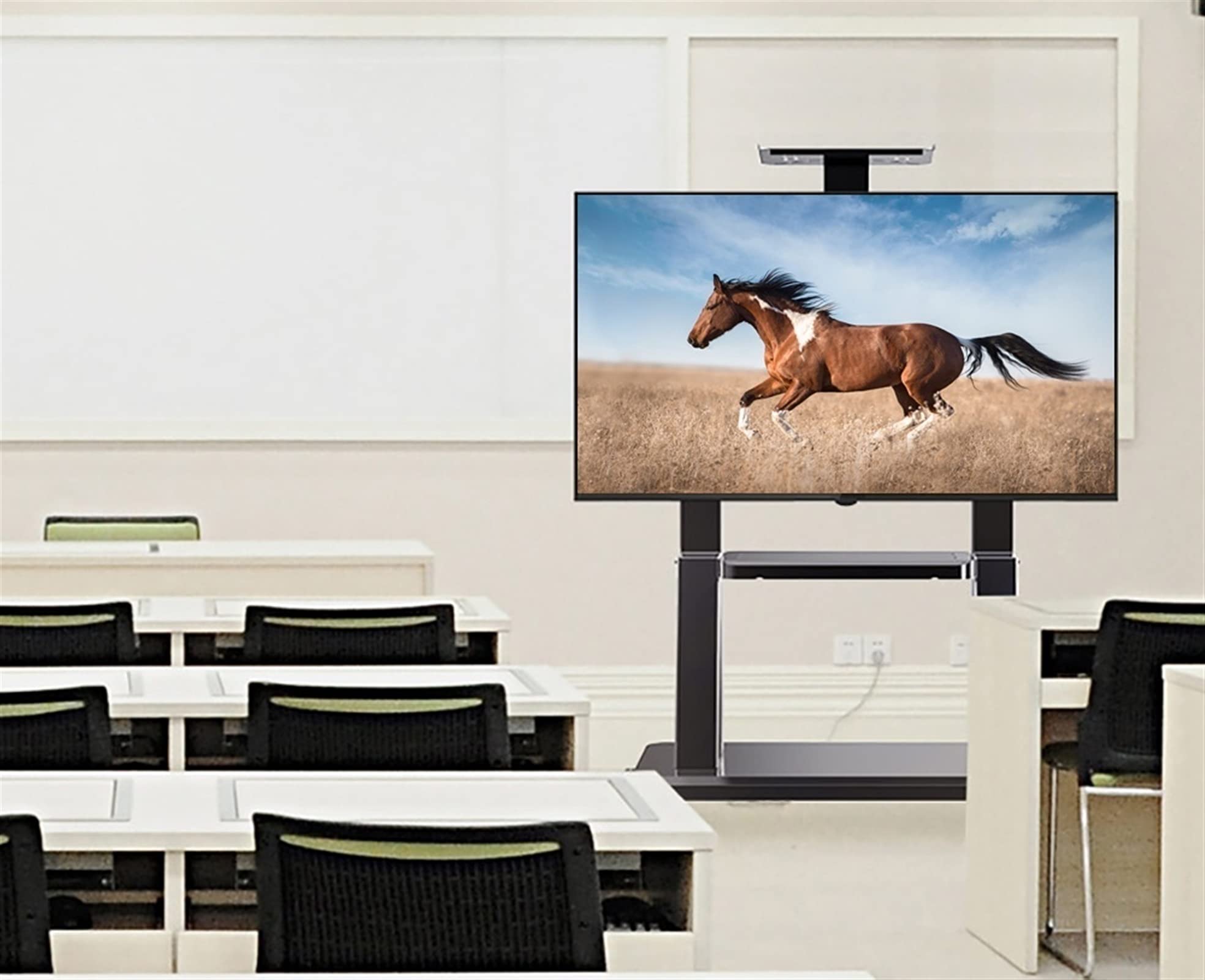 YCQYM Soporte de Piso para TV Ajustable para televisores de 50"/43"/55"/65" Soporte móvil Negro para TV con Ruedas para Dormitorio, Sala de Estar, Sala de Juntas y aulaHey Duty y