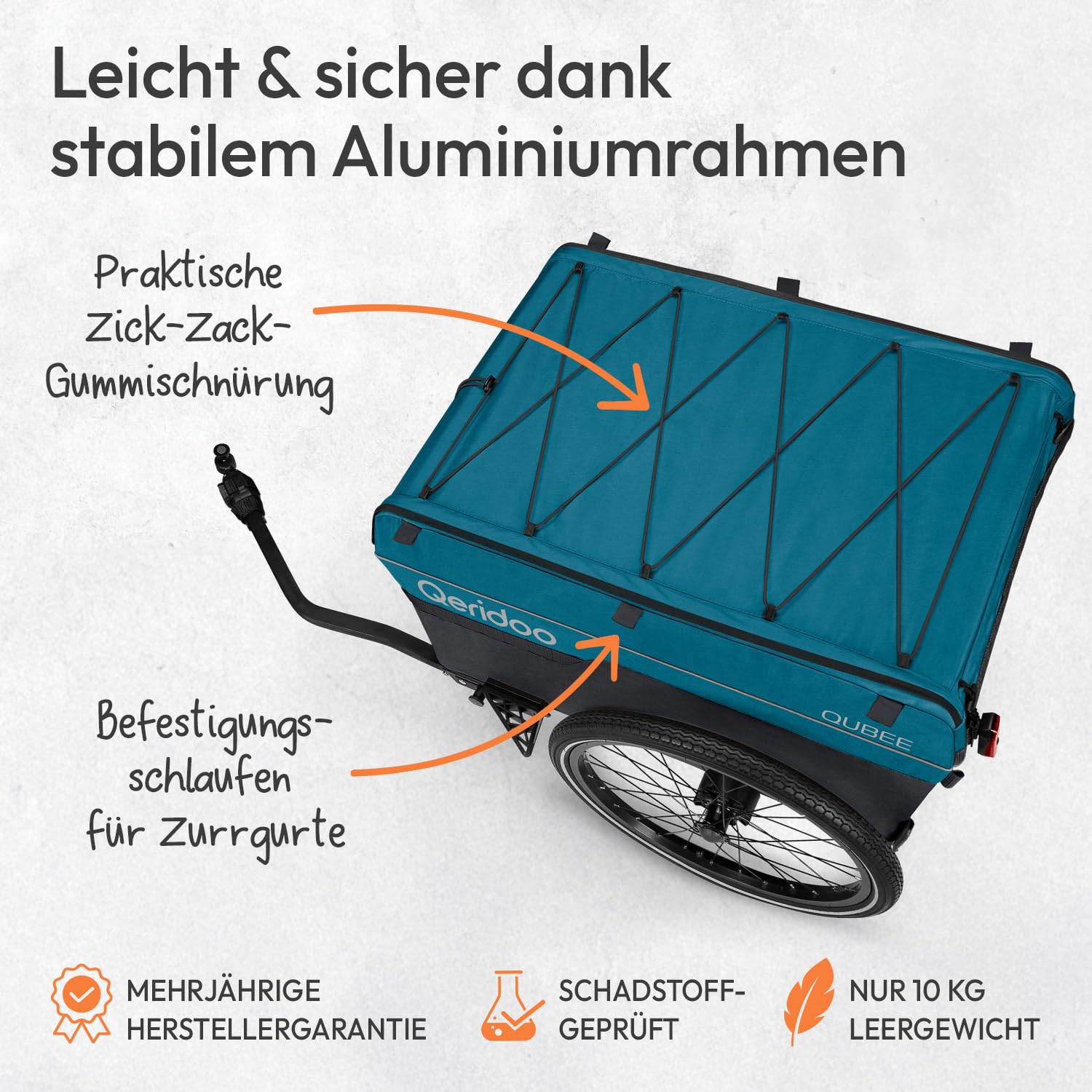 Qeridoo Qubee | Klappbarer Lastenanhänger | Fahrradanhänger & Bollerwagen faltbar mit Luftreifen | Fahrrad Zubehör Transport | Bike Trailer