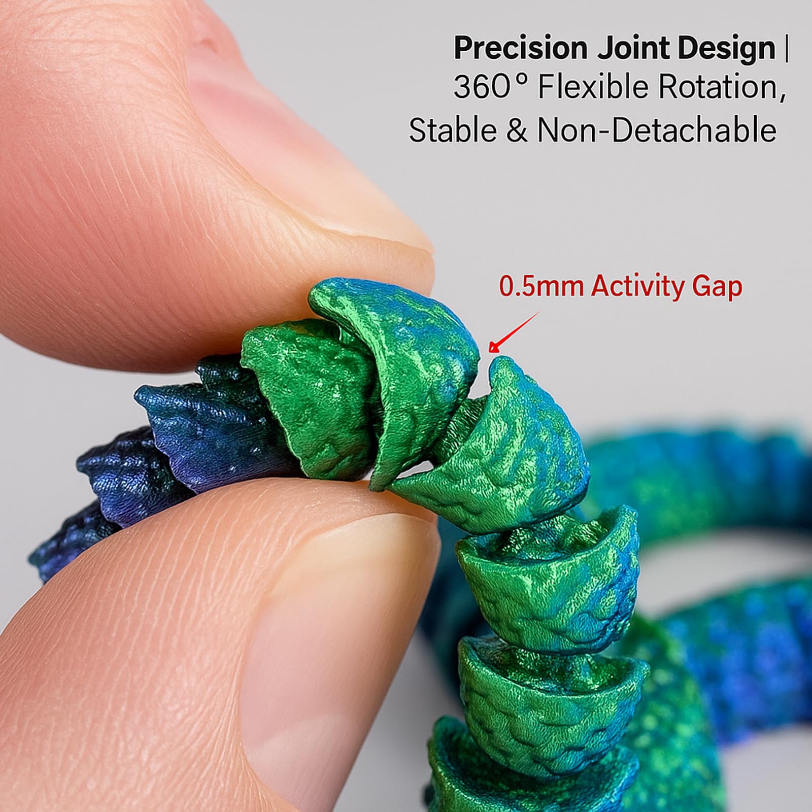 zhongko 3D Printed Snake, Flexible 3D Printed Animals, Articulated Fidget Animal Toy, Realistic 3D Printed Cobra Desk Toys for Home, Office Desk Decoration - Image 3