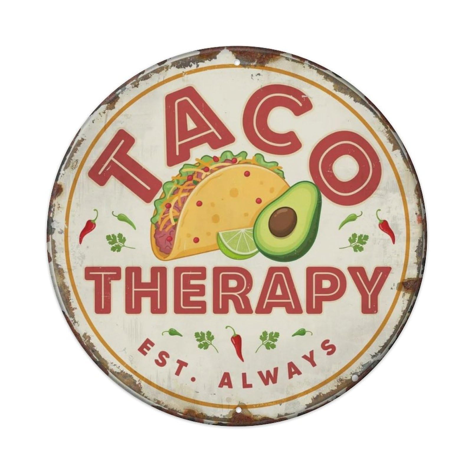 Taco Therapy Metal Tin Sign Plaque