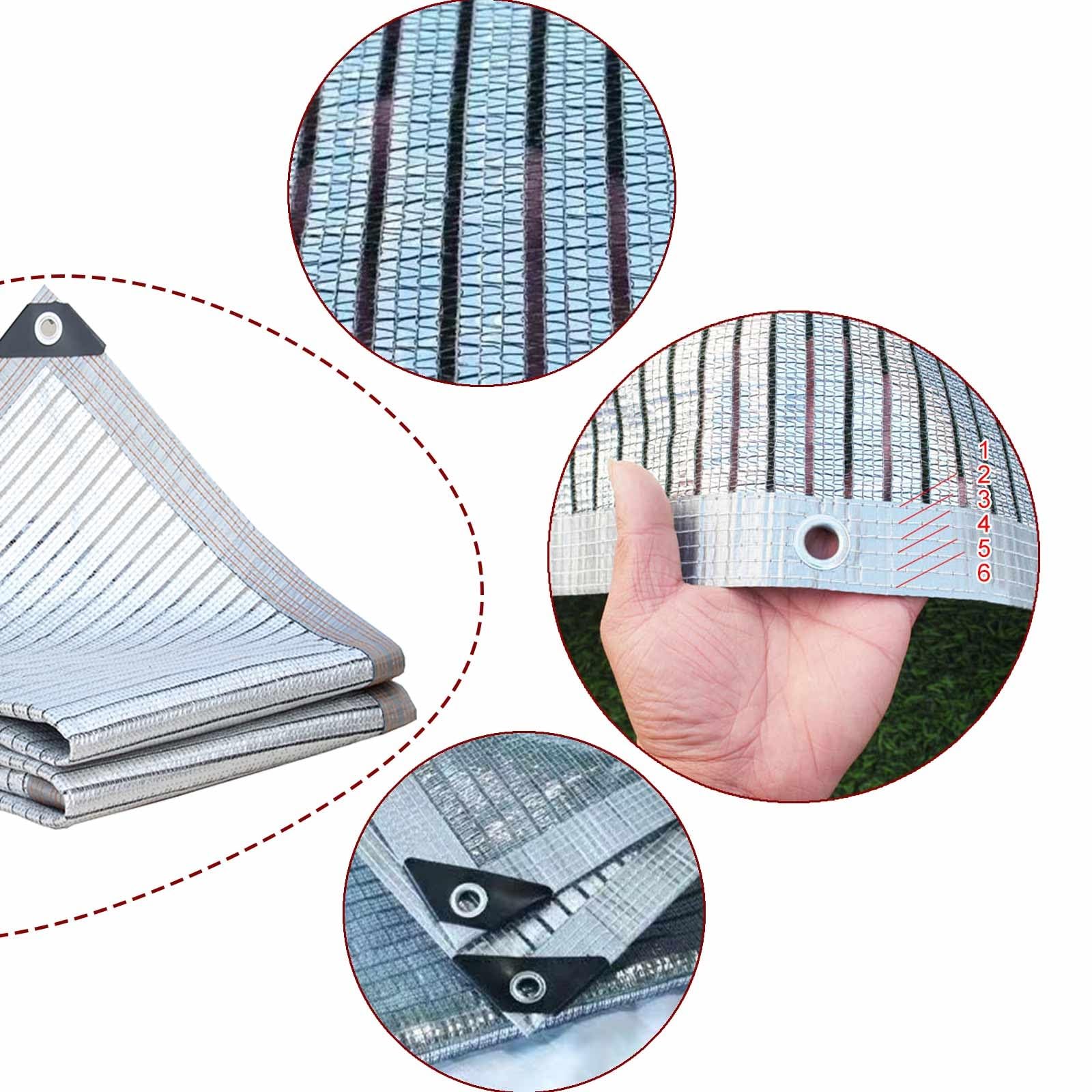 UV Resistant Aluminet Shade Cloth 75% Reflective Aluminium Shade Netting Sun Shade Cover Heavy Duty Mesh Tarp for Garden Greenhouse Flower Plant(2x8.0m)