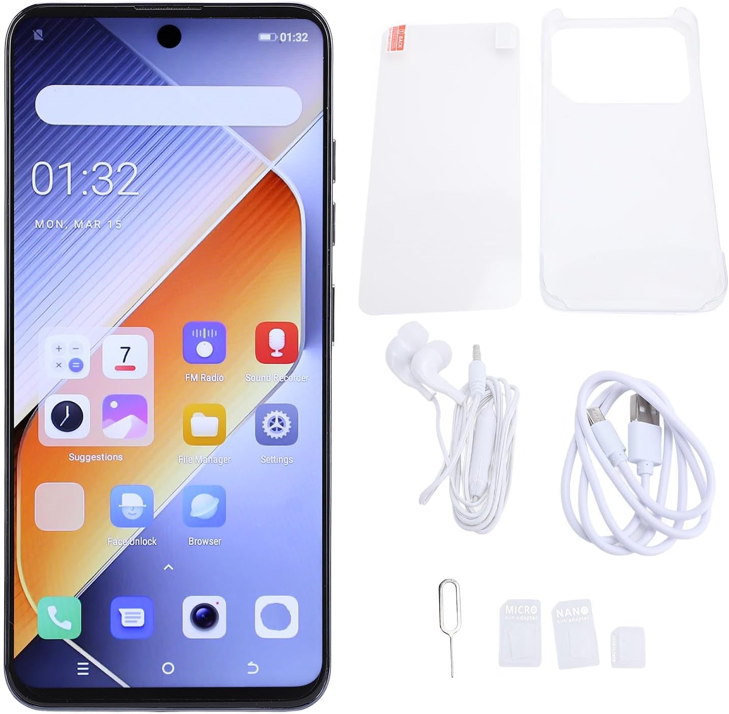 Acogedor 3Gスマートフォン、6.54インチHDディスプレイ、Android 10.0、4GB+32GB、フィンガープリント＆フェイスロック解除携帯電話、3カードスロット、2MP+5MP、3500MAH、GPS/Bluetooth/Wifi (黒)