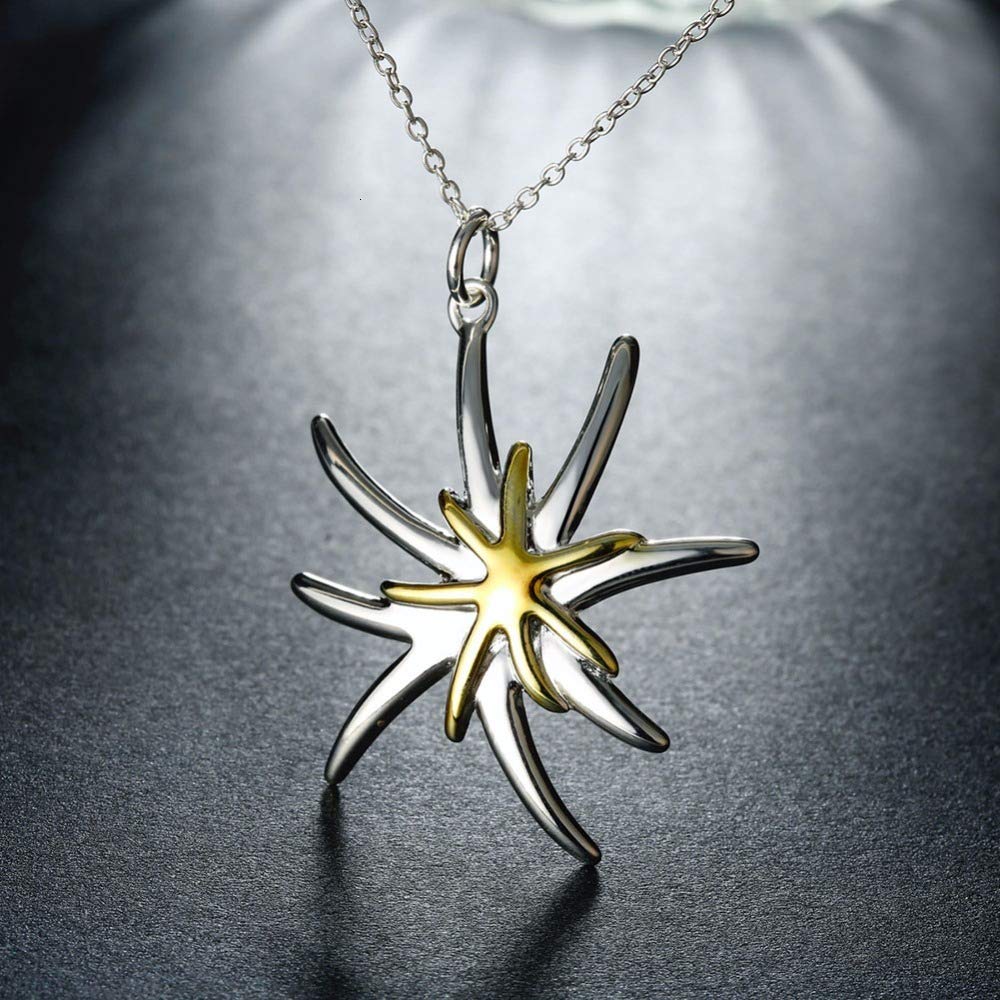 joyería 925, Collar con Colgante de Estrella de mar, joyería Femenina