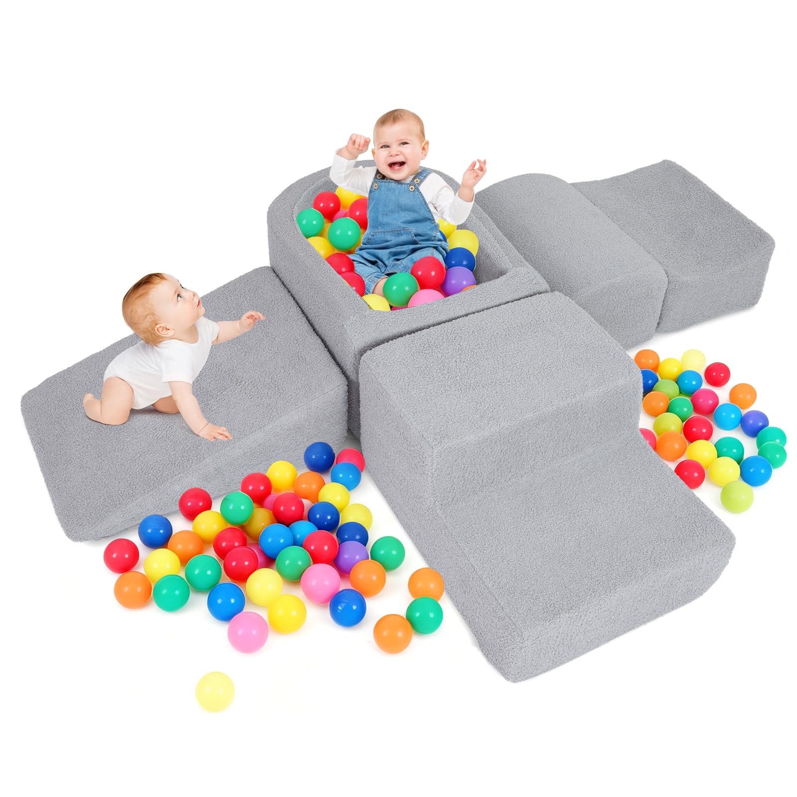 FANTASK Bloques de Espuma XXL de 5 Piezas, Bloques de Escalada Gigantes con Piscina de Bolas, Bloques de construcción Grandes para retozar y Escalar, Bloques de construcción Suaves para el hogar, la — view 13