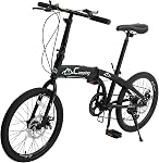 Ktaxon 20 dans Vélo pliant pour adultes, 7-Speed Vélo pliant avec 100% Assemblé, double effet de choc, puissants freins à disques mécaniques et conception réglable (noir & Vert)