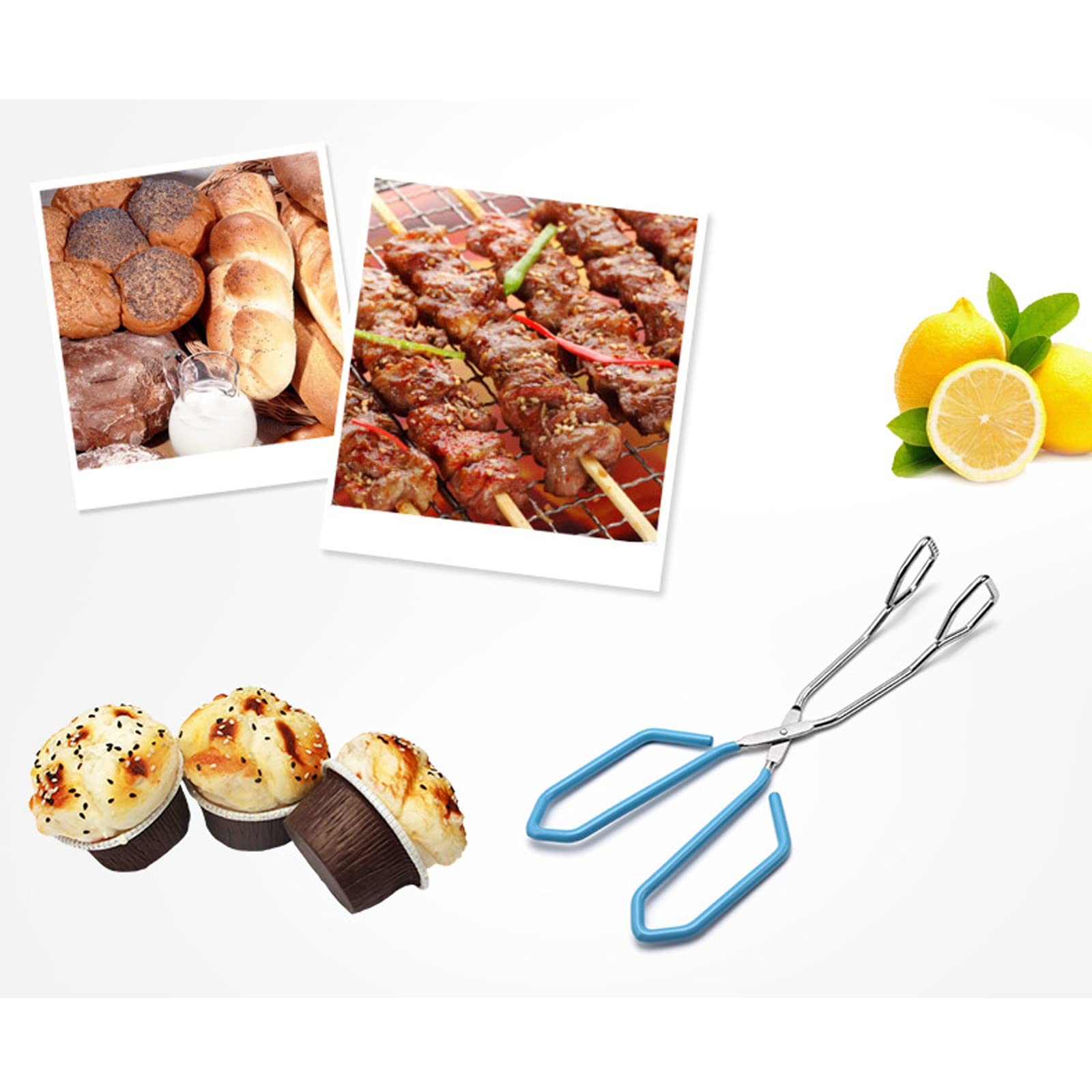 Pinzas de Acero Inoxidable para Parrilla, para cocinar, Hornear, Mango Largo, para Alimentos, Pan, Barbacoa, Accesorios
