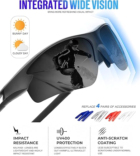 Miniatura 3 de KALIYADI Gafas de sol deportivas para hombres, gafas de sol polarizadas para hombres, mujeres, jóvenes, béisbol, softbol con protección UV