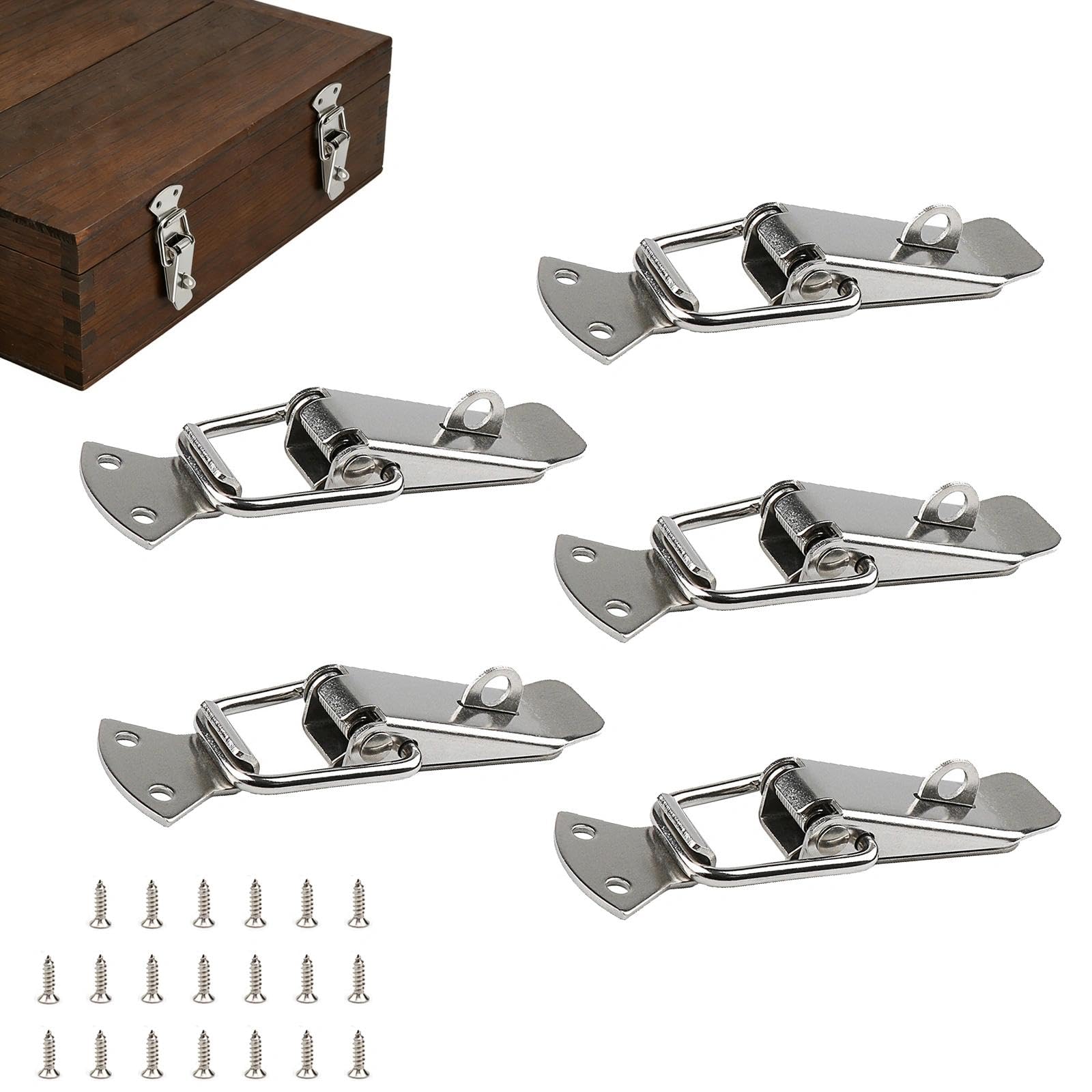 5 Pezzi Chiusura a Leva, Acciaio Inossidabile Fermaglio Chiusure Leva Blocco, Chiusura in Acciaio Inox, Viti Incluse, per Cassette Degli Attrezzi, Armadietti