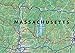 Physical State Map of Massachusetts - 23.3 x 16.5 Inches - Paper Laminated