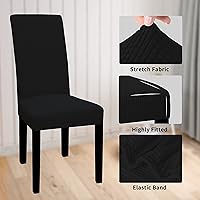 Vista 4 de Easy-Going Juego de 6 fundas 100% impermeables para sillas de comedor, diseño jacquard elástico, extraíble y lavable, protector de silla