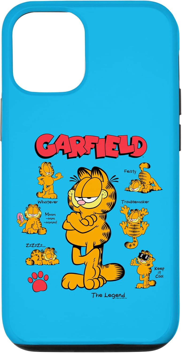 Garfield Classic Multi Pose Moods Logo/Pawprint "The Legend" Case for iPhone 12/12 Pro