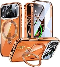 Uovon iPhone 17 Pro Max Case, Dual-Sided MagSafe Compatible, Full Cover, [90° Stand × 360° Rotation], Spring-Type Stand, Multi-Angle, Uovon Smartphone Case, iPhone 17 Pro Max Full Protection Cover