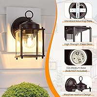 Vista 4 de Farol de pared para exteriores, aplique de pared impermeable de chocolate oscuro exterior, lámpara de pared para puerta delantera con vidrio