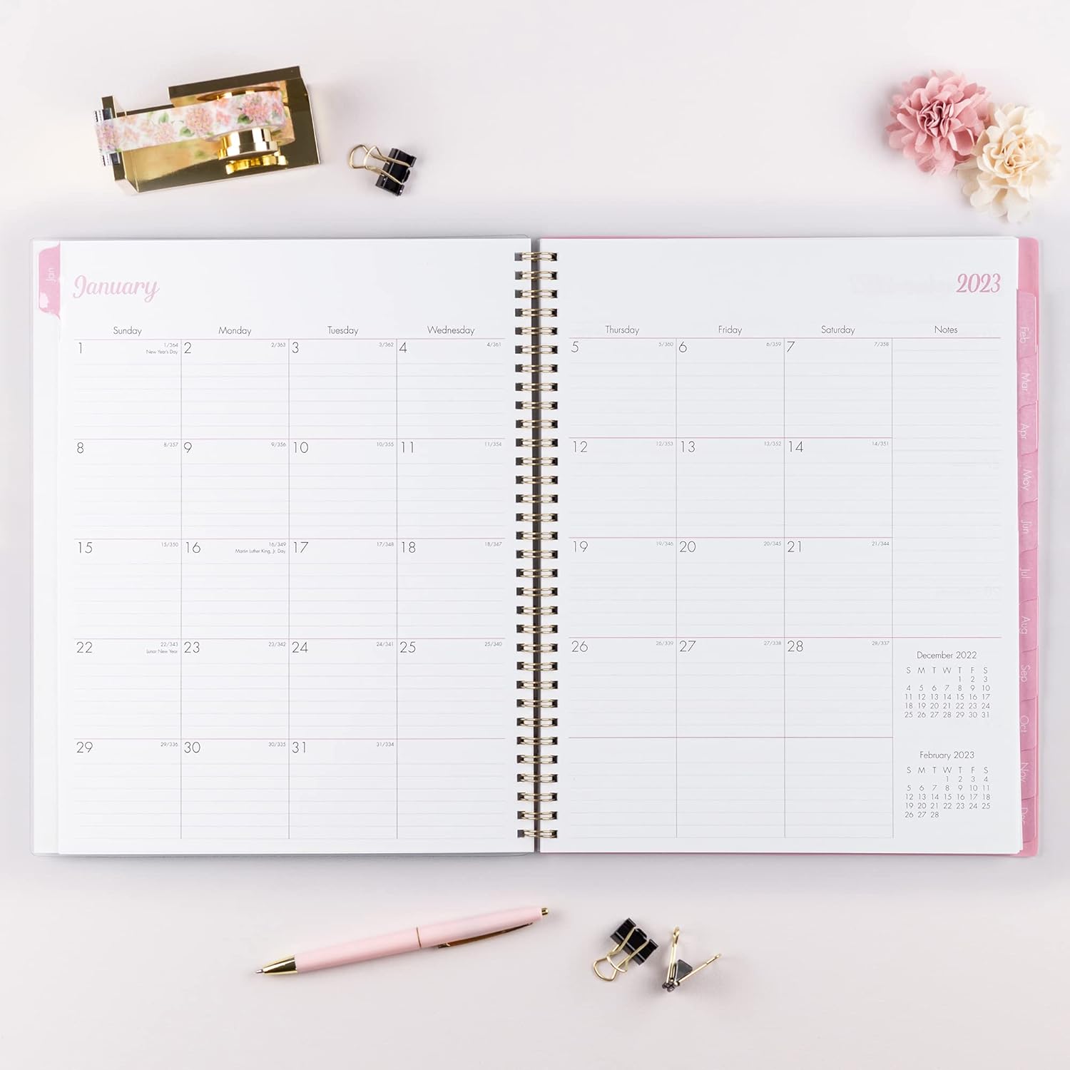 Blue Sky 2023 Weekly and Monthly Planner, January - December, 8.5" x 11", Frosted Cover, Wirebound, Mimi Pink (137264-23)