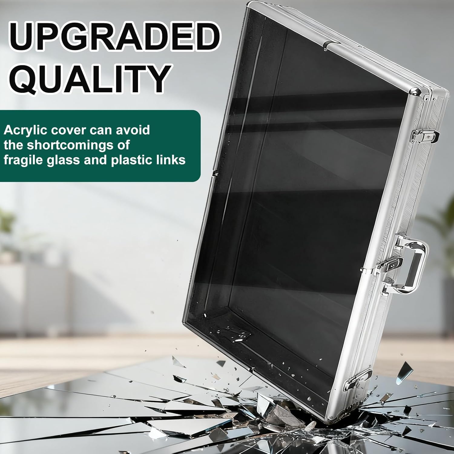 34"x22" Aluminum Show Display Case, Lockable Trading Card Show Case, Portable Trade Display Case with Handle, for Collectibles, Jewelry, Sport Cards