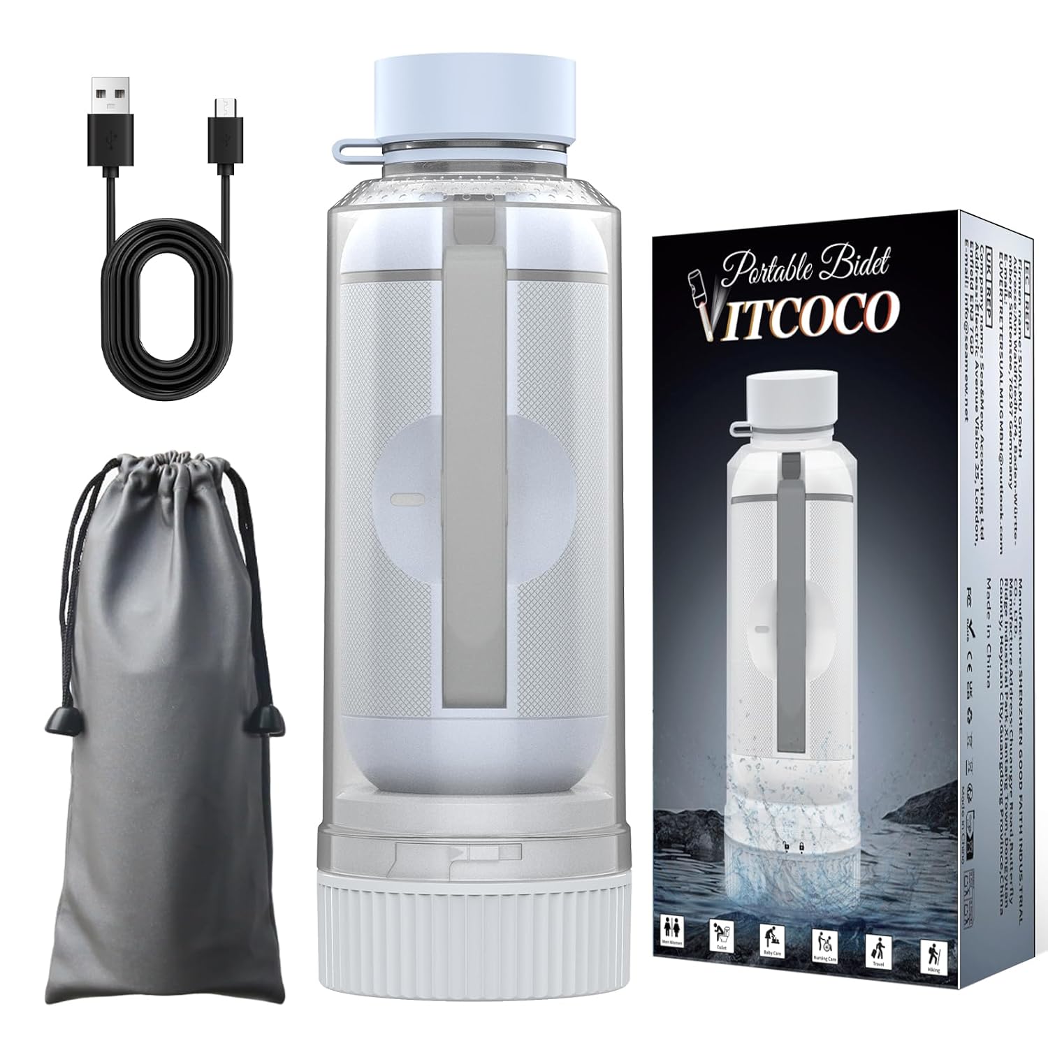 VITCOCO Portable Travel Bidet components