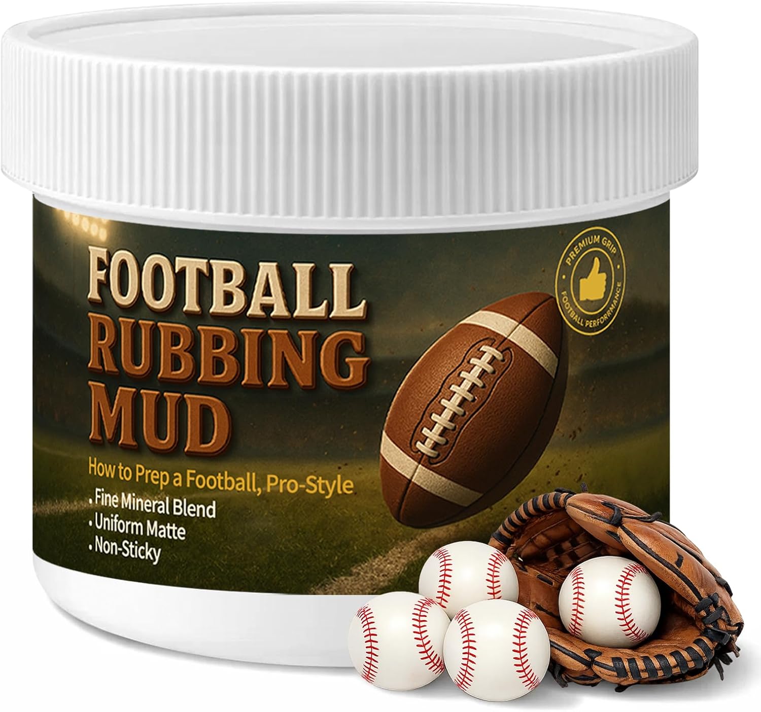 Baseball Mud 16oz, Baseball Rubbing Mud for Leather Baseball Prep, Baseball Prep Mud for Breaking in New & Used Baseballs, Game Day Practice Baseball Conditioning for Teams