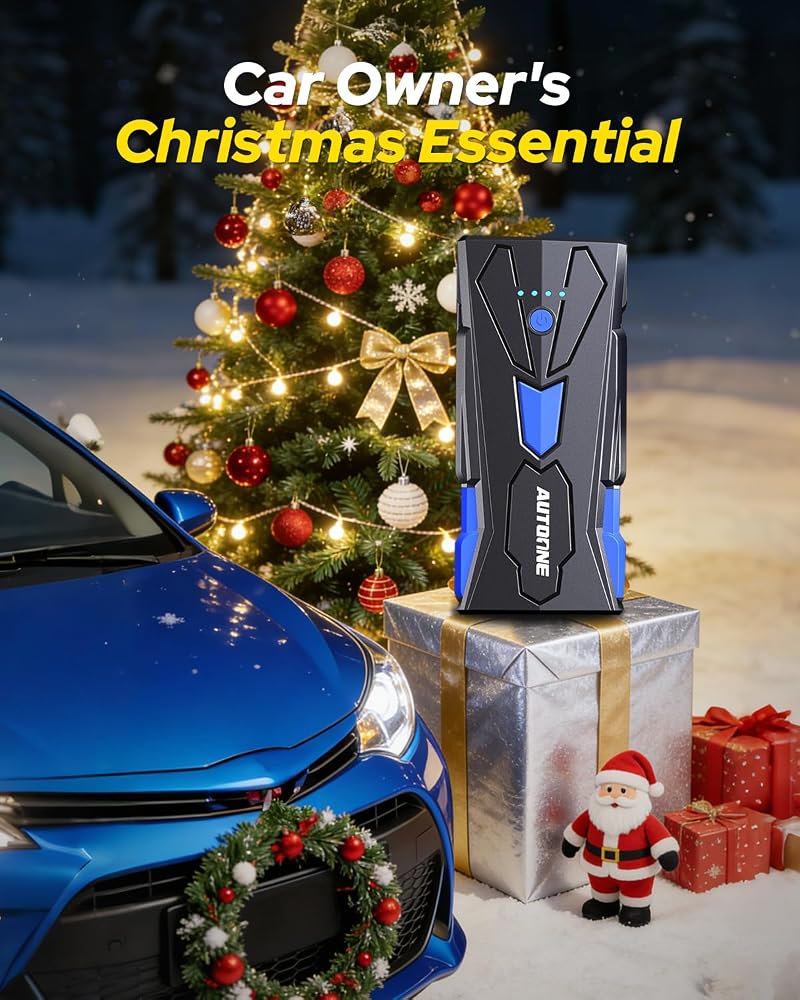 AUTOONE 6000A Car Battery Jump Starter Up to All Gas & 12L Diesel Engine, Car Battery Jumper Starter Portable 12V Jump Box with USB Output, Storage Case, LED Flashlight