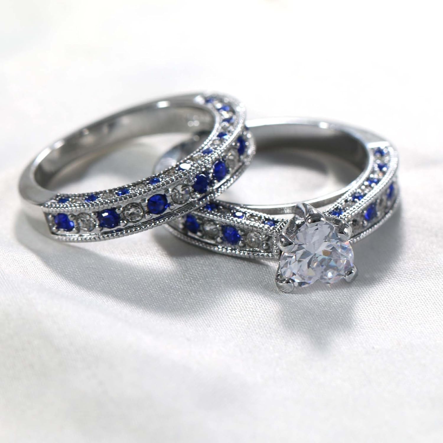 2 Rings His and Hers Couple Rings Bridal Sets Yellow Gold Plated Heart Cz Womens Wedding Ring Sets Tungsten carbide Man Wedding Bands