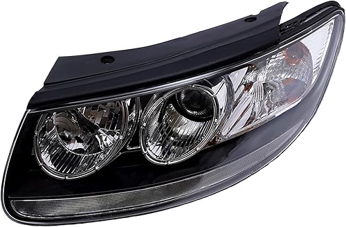 Miniatura 3 de CNCEST Faro halógeno izquierdo para Hyundai Santa Fe 2007 2008 2009 2010 2011 2012 - Carcasa negra  Ajuste directo - Lado delantero izquierdo del
