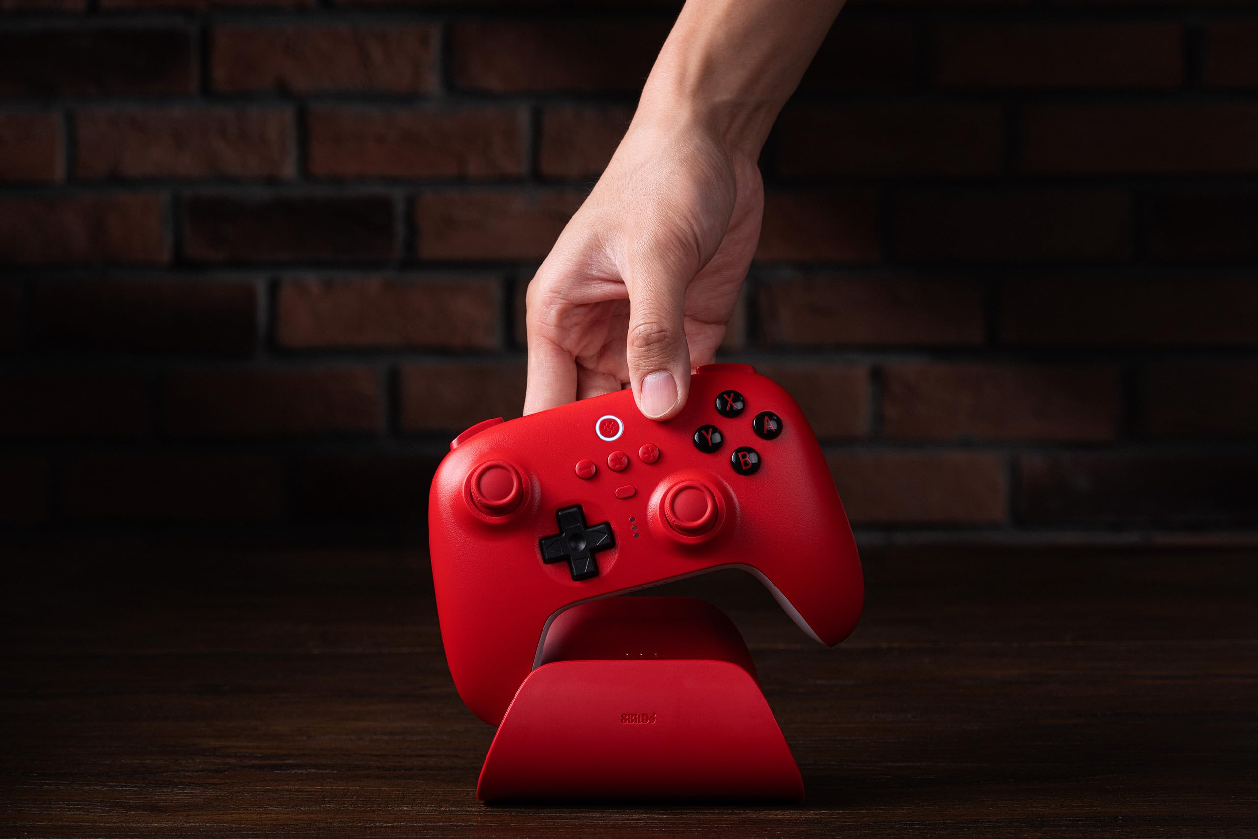 8Bitdo Ultimate Bluetooth Controller with Charging Dock, Wireless Pro Controller with Hall Effect Sensing Joystick, Compatible with Switch, Windows and Steam Deck (Red)