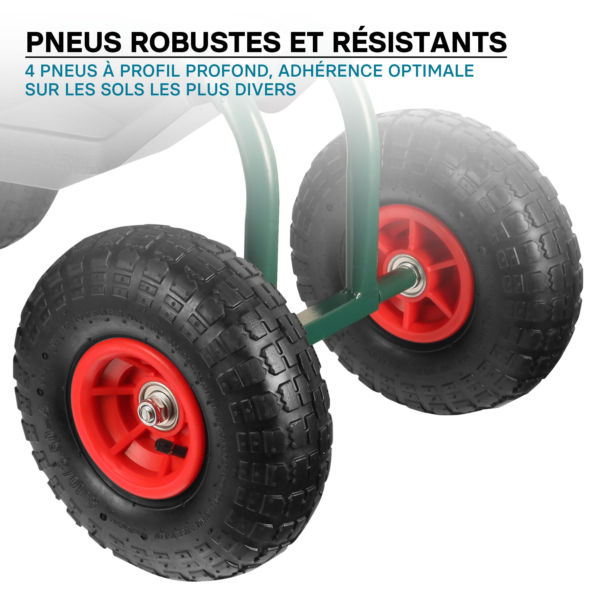 WilTec Siège de Jardin sur Larges Roues Charge 150kg Max. Chariot Coulissant Jardinage Repose-Genoux Outil